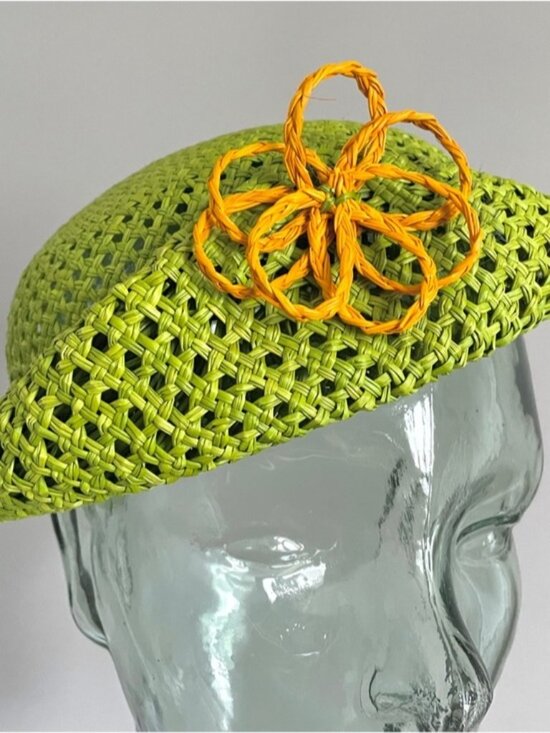 Vintage Green Seagrass Straw Half Hat - One Size main image 8